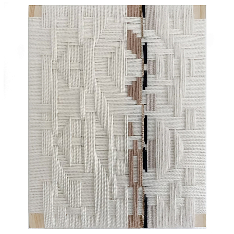 Текстильное панно ручной работы из хлопкового шнура wall panel line beige Коричневый Молочный в Новосибирске | Loft Concept 
