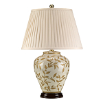 Настольная лампа с фарфоровым основанием бежевого цвета с рисунком и плиссированным абажуром на темной подставке Elstead Lighting варинант исполнения - 6 | Loft Concept в Новосибирске