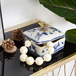 Фарфоровая шкатулка с бронзовой стрекозой Blue and White варинант исполнения - 7 | Loft Concept в Новосибирске