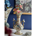 Ваза белого цвета из фарфора с цветочным рисунком и бронзовыми ручками с фигурками птиц Eden Garden porcelain and bronze варинант исполнения - 2 | Loft Concept в Новосибирске