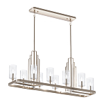 Люстра прямоугольная цвета латунь с прозрачными рифлеными цилиндрическими плафонами Kichler варинант исполнения - 11 | Loft Concept в Новосибирске