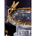 Ваза из прозрачного стекла на бронзовой подставке с ободком и ручками в виде стрекоз Eden Garden варинант исполнения - 5 | Loft Concept в Новосибирске