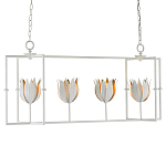 Люстра белая прямоугольная с абажурами в виде цветков тюльпана White Tulips варинант исполнения - 2 | Loft Concept в Новосибирске