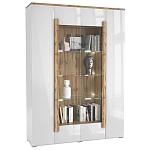 Шкаф-витрина с белым глянцевым фасадом 4-х дверная Grace of Furniture варинант исполнения - 1 | Loft Concept в Новосибирске