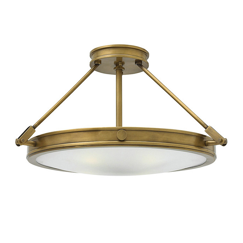 Потолочный светильник цвета латунь с плоским круглым плафоном Hinkley Латунь Белый в Новосибирске | Loft Concept 