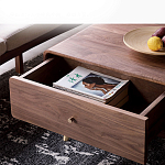 Кофейный стол из дерева с ящиком и нишей для хранения Coffee Walnut Table варинант исполнения - 7 | Loft Concept в Новосибирске