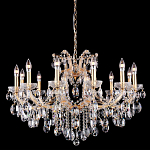 Люстра подвесная с 12-ю лампочками и прозрачными хрустальными подвесками на основании золотого цвета Crystal lamps варинант исполнения - 1 | Loft Concept в Новосибирске