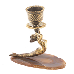 Подсвечник из натурального камня агат светло-коричневый Stone Candlestick варинант исполнения - 3 | Loft Concept в Новосибирске