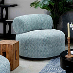 Дизайнерское круглое мягкое кресло в голубой пестрой обивке Roux Round Armchair варинант исполнения - 5 | Loft Concept в Новосибирске