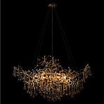 Подвесная люстра в виде ветвей деревьев золотого цвета с прозрачными подвесками-каплями 10 и 14 ламп Droplet Chandelier варинант исполнения - 2 | Loft Concept в Новосибирске