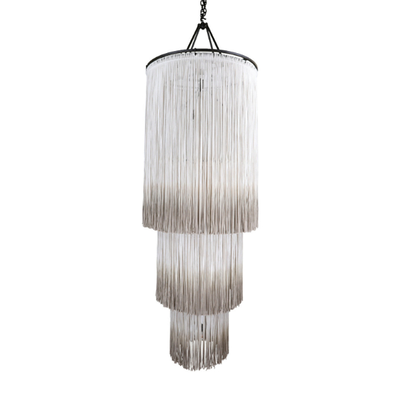 Люстра круглая трехъярусная из бахромы Milk Gradient Braided Fringe Молочный Люстра круглая трехъярусная из бахромы Milk Gradient Braided Fringe Молочный в Новосибирске | Loft Concept