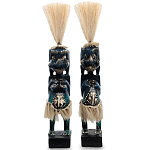 Комплект из 2-х деревянных статуэток Asmat Straw Headdress Statuettes Dark Blue варинант исполнения - 1 | Loft Concept в Новосибирске