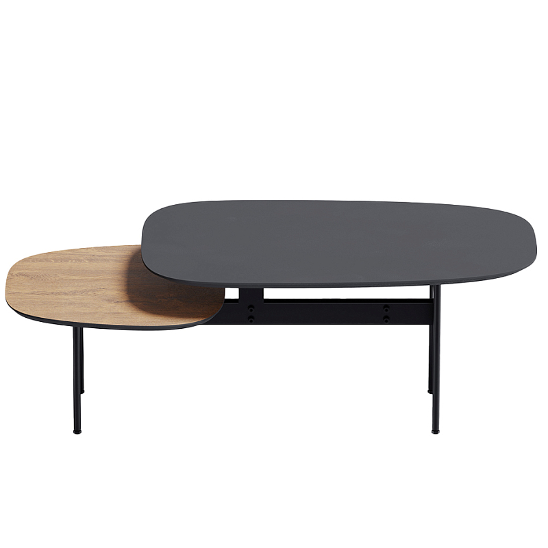 Step журнальный столик из натурального дуба и металла Черный Светлый дуб в Новосибирске | Loft Concept 