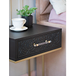 Приставной столик с резным узором на выдвижном ящике Black Table Carved Pattern варинант исполнения - 6 | Loft Concept в Новосибирске