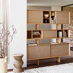 Приставной стол с отделкой из джута Juti D30 см варинант исполнения - 7 | Loft Concept в Новосибирске