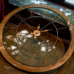 Часы настенные деревянные с римскими цифрами бронзового цвета Clock with History варинант исполнения - 3 | Loft Concept в Новосибирске