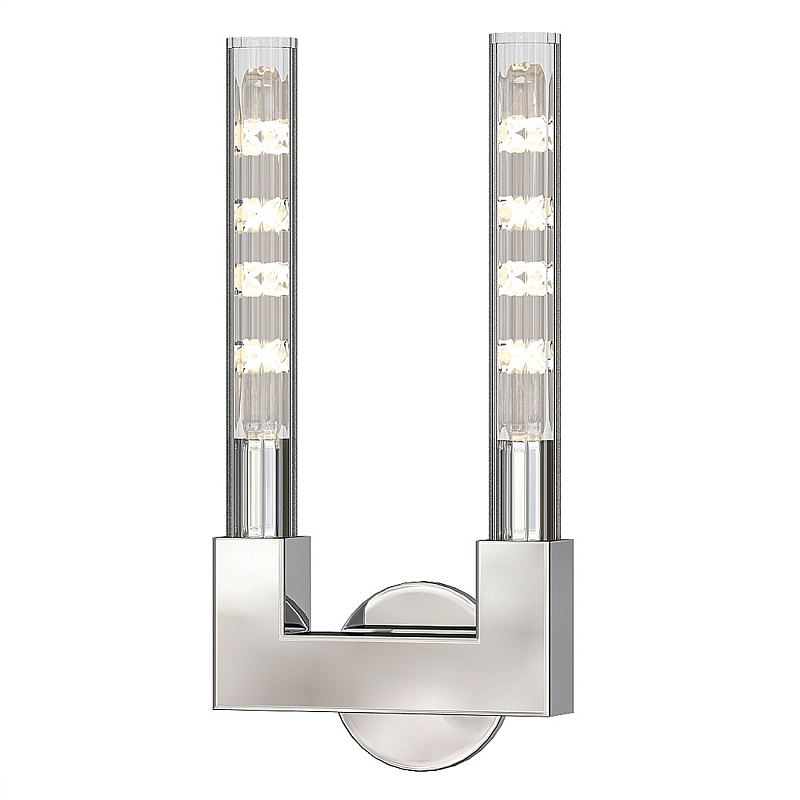 Бра CANNELLE wall lamp DOUBLE Sconces Chrome Хром Прозрачное Стекло в Новосибирске | Loft Concept 