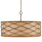 Подвесной светильник  из кованого железа и абажуром из ротанга Wicker Furniture варинант исполнения - 3 | Loft Concept в Новосибирске