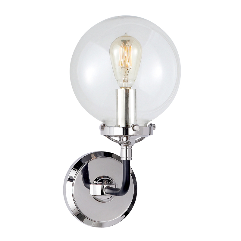 Бра Бистро Globe Clear Glass Single Sconce Nickel  в Новосибирске | Loft Concept 