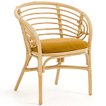 Кресло из ротанга с сиденьем из велюра Vini Rattan Armchair варинант исполнения - 1 | Loft Concept в Новосибирске