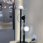 Настольная лампа с тремя прозрачными куполообразными плафонами и черным металлическим основанием Flos Wireline Lighting варинант исполнения - 4 | Loft Concept в Новосибирске