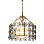 Люстра подвесная с круглыми дисками из серого фактурного стекла с белым матовым шаром внутри Quintiesse варинант исполнения - 1 | Loft Concept в Новосибирске