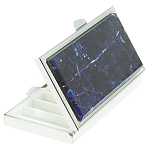 Таблетница карманная прямоугольная на 7 отделений с зеркалом и накладкой из натурального камня Содалит Silver Stone Pillboxes варинант исполнения - 1 | Loft Concept в Новосибирске