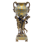 Ваза голубого цвета из фарфора с золотым растительным орнаментом и бронзовыми фигурками женщин Eden Garden porcelain and bronze варинант исполнения - 2 | Loft Concept в Новосибирске