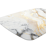 Обеденный стол с прямоугольной столешницей из стекла на черных металлических ножках White Marble варинант исполнения - 4 | Loft Concept в Новосибирске