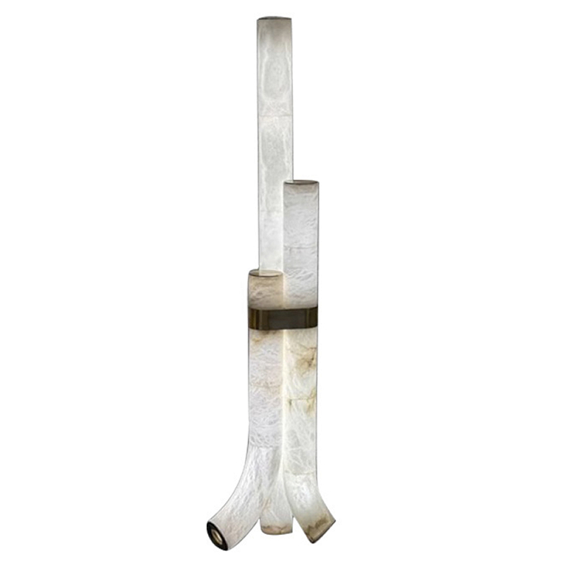 Торшер геометрический с тремя мраморными плафонами Marble Tripod Белый Торшер геометрический с тремя мраморными плафонами Marble Tripod Белый в Новосибирске | Loft Concept