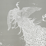 Обои ручная роспись в стиле Арт-деко Whistler Peacocks Special Colourway on Pale Grey dyed silk варинант исполнения - 1 | Loft Concept в Новосибирске