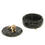 Шкатулка из натурального камня змеевик с фигуркой льва Stone Casket варинант исполнения - 3 | Loft Concept в Новосибирске