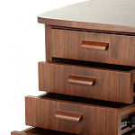 Дизайнерский письменный стол округлой формы с 4-мя ящиками и дверкой с полочками Rili варинант исполнения - 4 | Loft Concept в Новосибирске