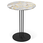 Стол журнальный с круглой столешницей из стекла Gray and Gold Marble варинант исполнения - 1 | Loft Concept в Новосибирске