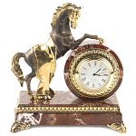 Часы настольные бронзовые с декором в виде коня Horse Stone Clock варинант исполнения - 1 | Loft Concept в Новосибирске