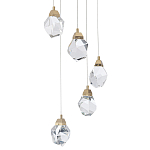 Каскадная люстра с 5-ю хрустальными плафонами Esme Crystal Brass Chandelier варинант исполнения - 2 | Loft Concept в Новосибирске