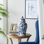 Ваза с крышкой и синим цветочным узором Blue & White Ornament  варинант исполнения - 5 | Loft Concept в Новосибирске