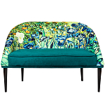 Диван двухместный из натурального бука зеленый с цветочным принтом Impressionism in Art варинант исполнения - 1 | Loft Concept в Новосибирске