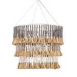 Люстра трехъярусная с декором из круглых деревянных бусин с кисточками Gray Brown Wooden Beads Chandelier варинант исполнения - 2 | Loft Concept в Новосибирске