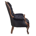 Кресло с мягкой обивкой из черного велюра на 4-х деревянных ножках Evelyn Classical Armchair варинант исполнения - 2 | Loft Concept в Новосибирске