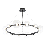 Люстра подвесная круглая с 12-ю прозрачными куполообразными плафонами и черным металлическим основанием Flos Wireline Lighting варинант исполнения - 3 | Loft Concept в Новосибирске