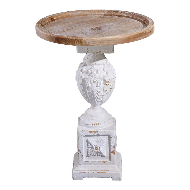 Приставной столик с резным античным узором Antique Engraving Белый Кремовый в Новосибирске | Loft Concept 