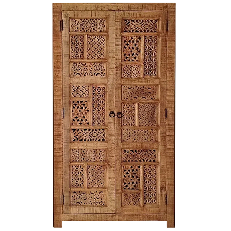 Этнический шкаф с орнаментом резьба из дерева Indian Antique Furniture Коричневый Этнический шкаф с орнаментом резьба из дерева Indian Antique Furniture Коричневый в Новосибирске | Loft Concept