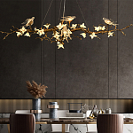 Люстра в виде золотой ветки с цветами и птичками Marvelous Garden варинант исполнения - 4 | Loft Concept в Новосибирске