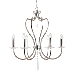 Люстра цвета никель с 6-ю лампами и стеклянными подвесками Elstead Lighting варинант исполнения - 1 | Loft Concept в Новосибирске