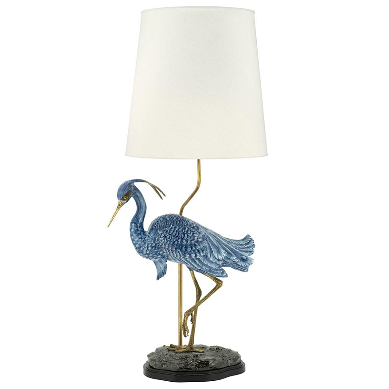 Настольная лампа ABHIKA LAMPTABLE HERON Голубой Золотой в Новосибирске | Loft Concept 