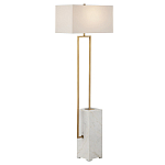 Торшер с прямоугольным абажуром на белом мраморном основании Asymmetry on Marble варинант исполнения - 4 | Loft Concept в Новосибирске