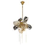 Люстра подвесная со стеклянными плафонами из дымчатого и золотистого с шестью вертикальными подвесками Gilded Mirage  варинант исполнения - 5 | Loft Concept в Новосибирске