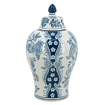 Ваза с крышкой и голубым цветочным рисунком на белом фоне Blue & White Ornament варинант исполнения - 2 | Loft Concept в Новосибирске
