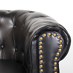 Диван кожаный двухместный на 4-х деревянных ножках из массива березы Logan Leather Seating black варинант исполнения - 5 | Loft Concept в Новосибирске